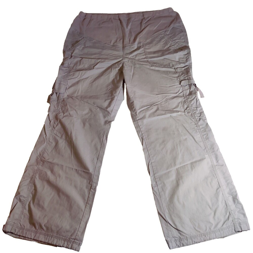Lane Bryant Maternity Women's Plus Size 20, Grey Cargo Chino Pants Wide Bottom